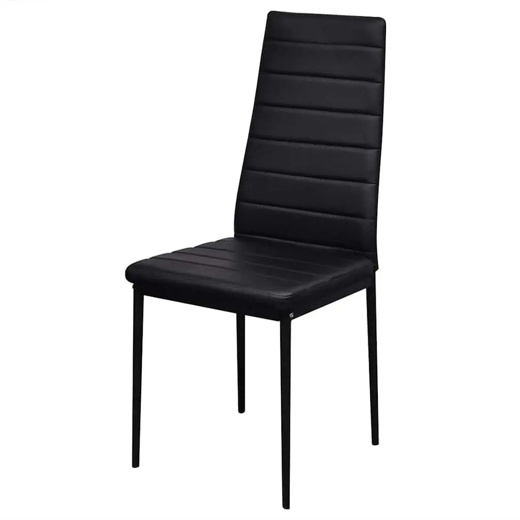 Dining Table Set 7 Piece Black Modern Kitchen Furniture Glass Table with 6 Chairs
