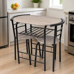 Breakfast Bar Set with 2 Stools Modern Kitchen Dining Furniture Black Compact
