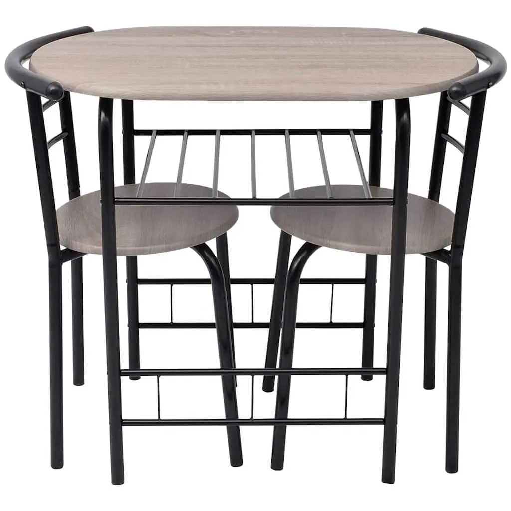Breakfast Bar Set MDF Iron Compact Black 2 Stools