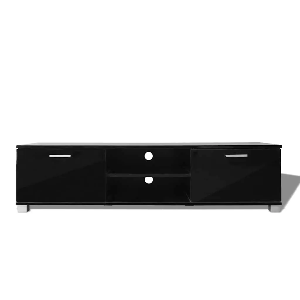 TV Cabinet High-Gloss Black Modern Entertainment Unit Media Storage Sideboard