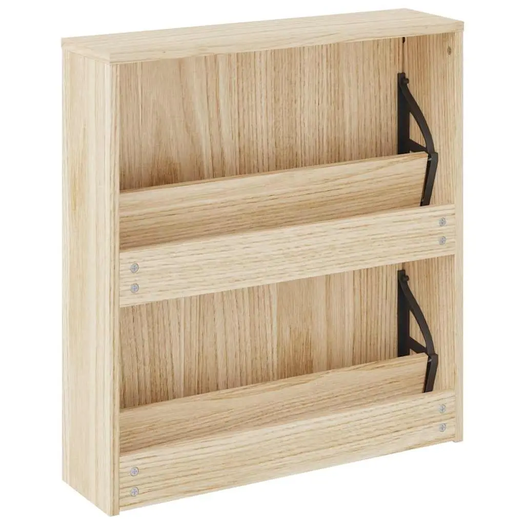 Shoe Cabinet 2-Layer Wall Mounted Brown Mirror Storage Organiser