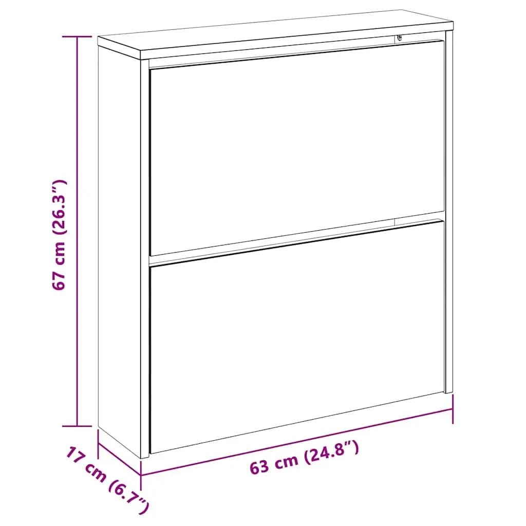 White Mirrored Shoe Cabinet 2-Layer Storage Organiser Wall-Mounted Hallway