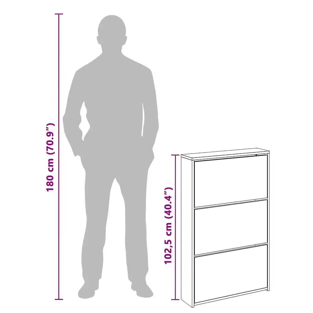 Shoe Cabinet 3-Layer Mirror White Wall-Mounted Hallway Storage Organiser