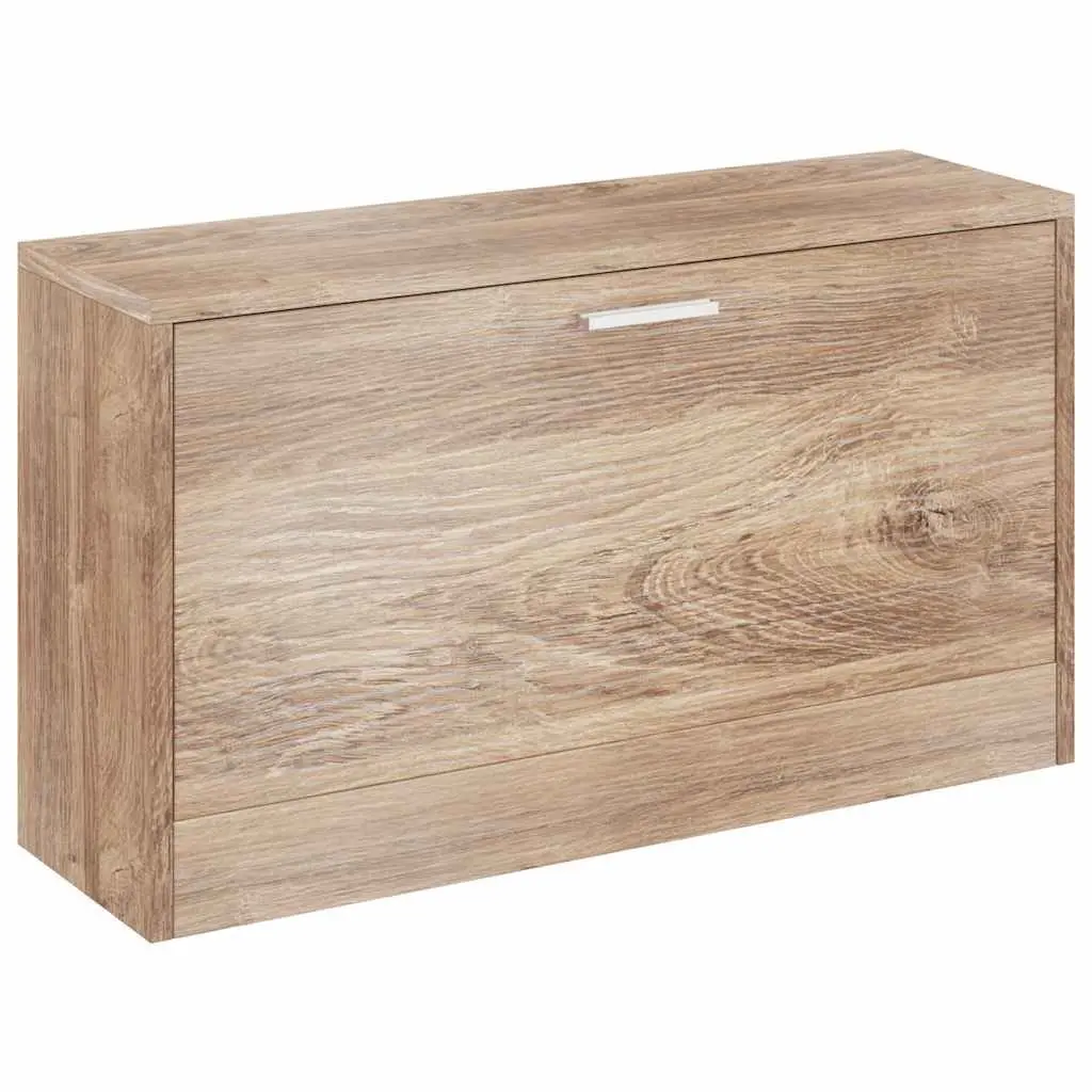 Shoe Storage Bench Oak Wood Brown Entryway Seating Cabinet