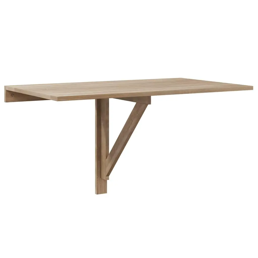 Brown Space Saving Folding Wall Table 100x60 cm Mounted for Kitchen or Office