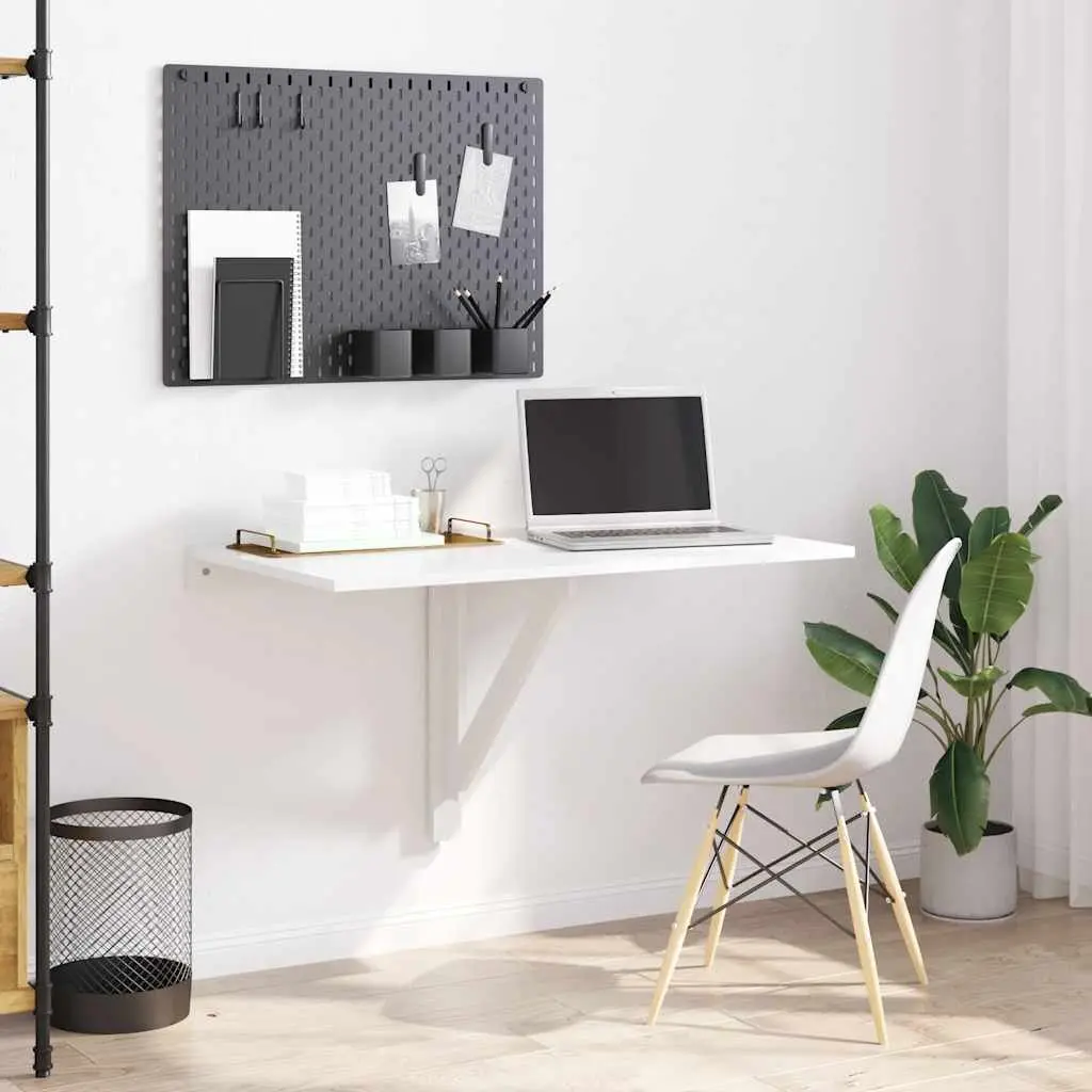 Folding Wall Table White 100x60 cm Space-Saving Mounted Desk Compact