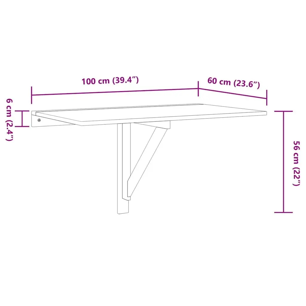 Folding Wall Table White 100x60 cm Space-Saving Mounted Desk Compact