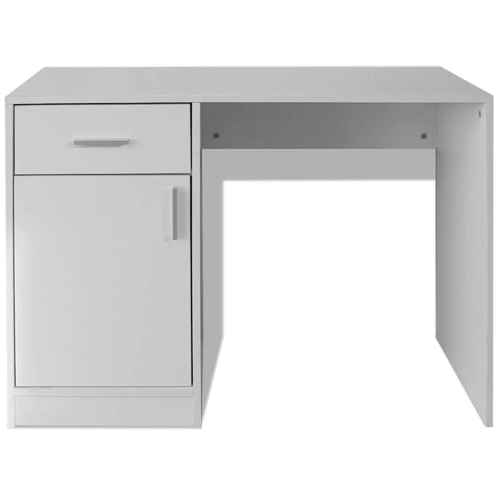 Desk Modern White 100cm x 40cm x 73cm with Drawer and Cabinet for Office Study Bedroom Furniture Storage