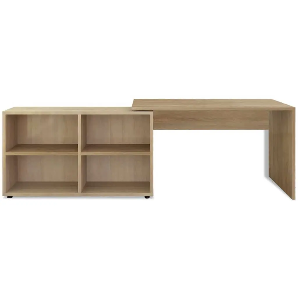 Brown Corner Desk with 4 Storage Shelves