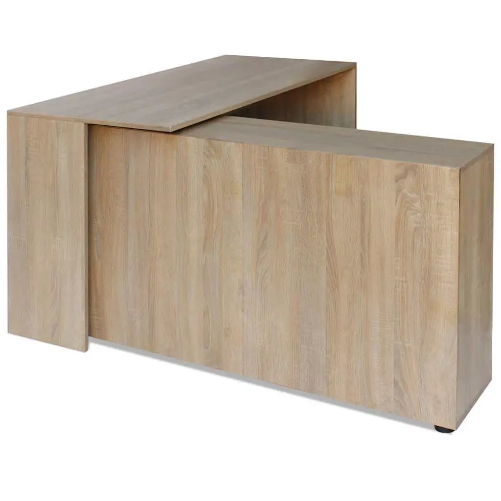 Brown Corner Desk with 4 Storage Shelves