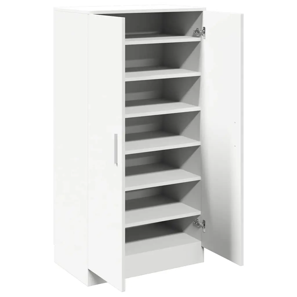 Shoe Cabinet 7 Shelves White Storage Organiser 2 Doors Entryway Hall Closet