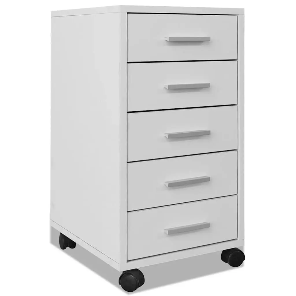 Office Storage Cabinet 5 Drawer Unit Mobile White