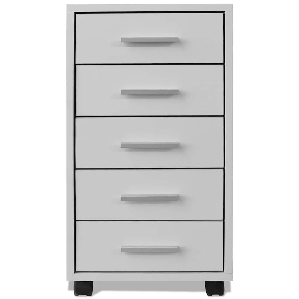 Office Storage Cabinet 5 Drawer Unit Mobile White