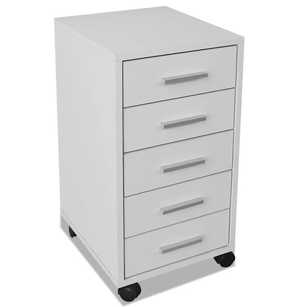 Office Storage Cabinet 5 Drawer Unit Mobile White