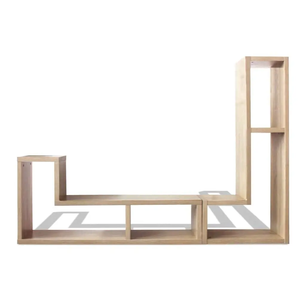 TV Cabinet L-Shaped Brown Storage Unit