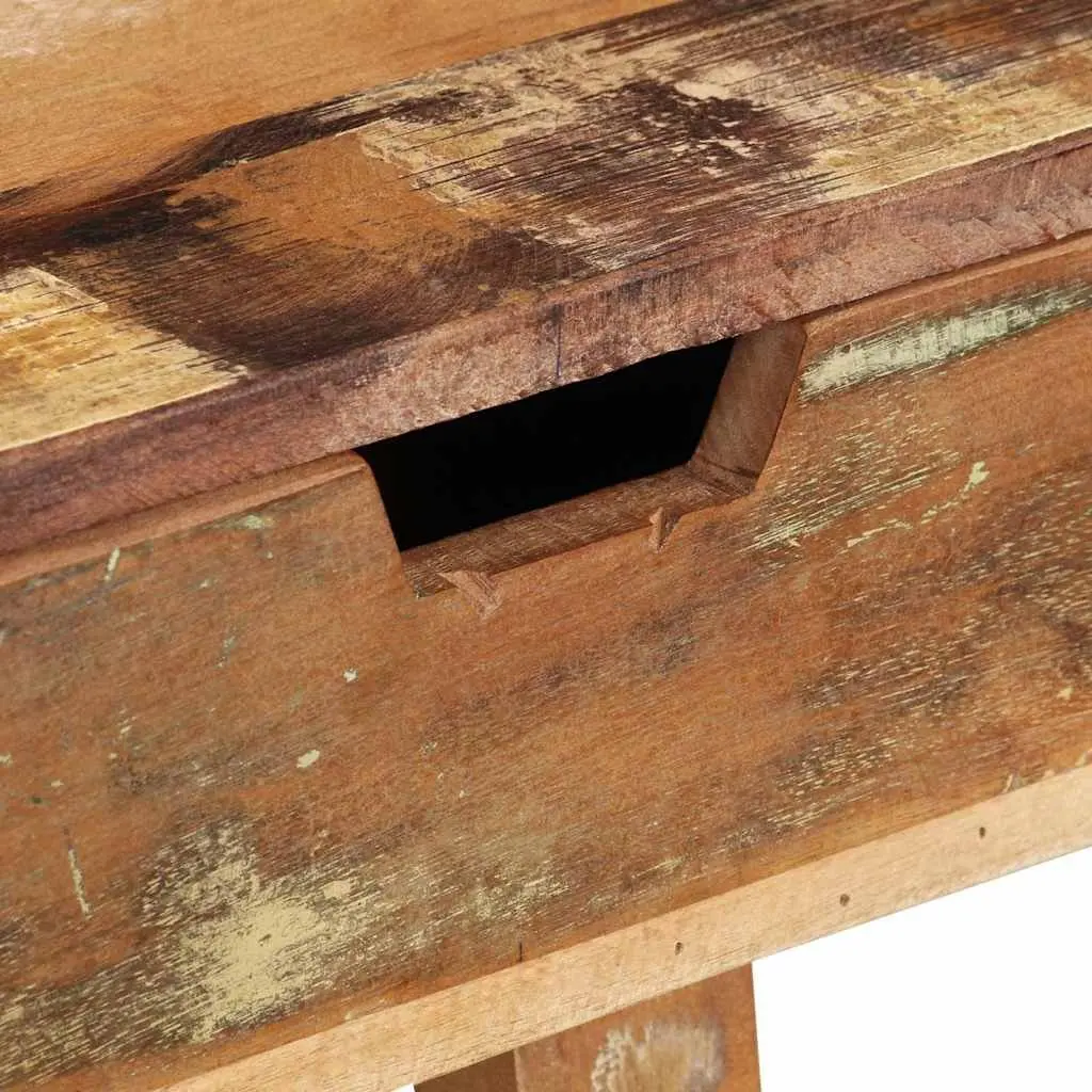 Vintage Style Desk Reclaimed Wood Solid Multicolour Office Study Computer Table with Two Drawers