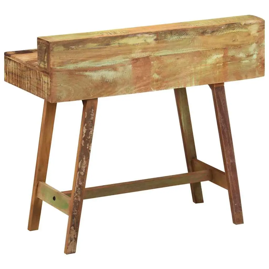 Vintage Style Desk Reclaimed Wood Solid Multicolour Office Study Computer Table with Two Drawers