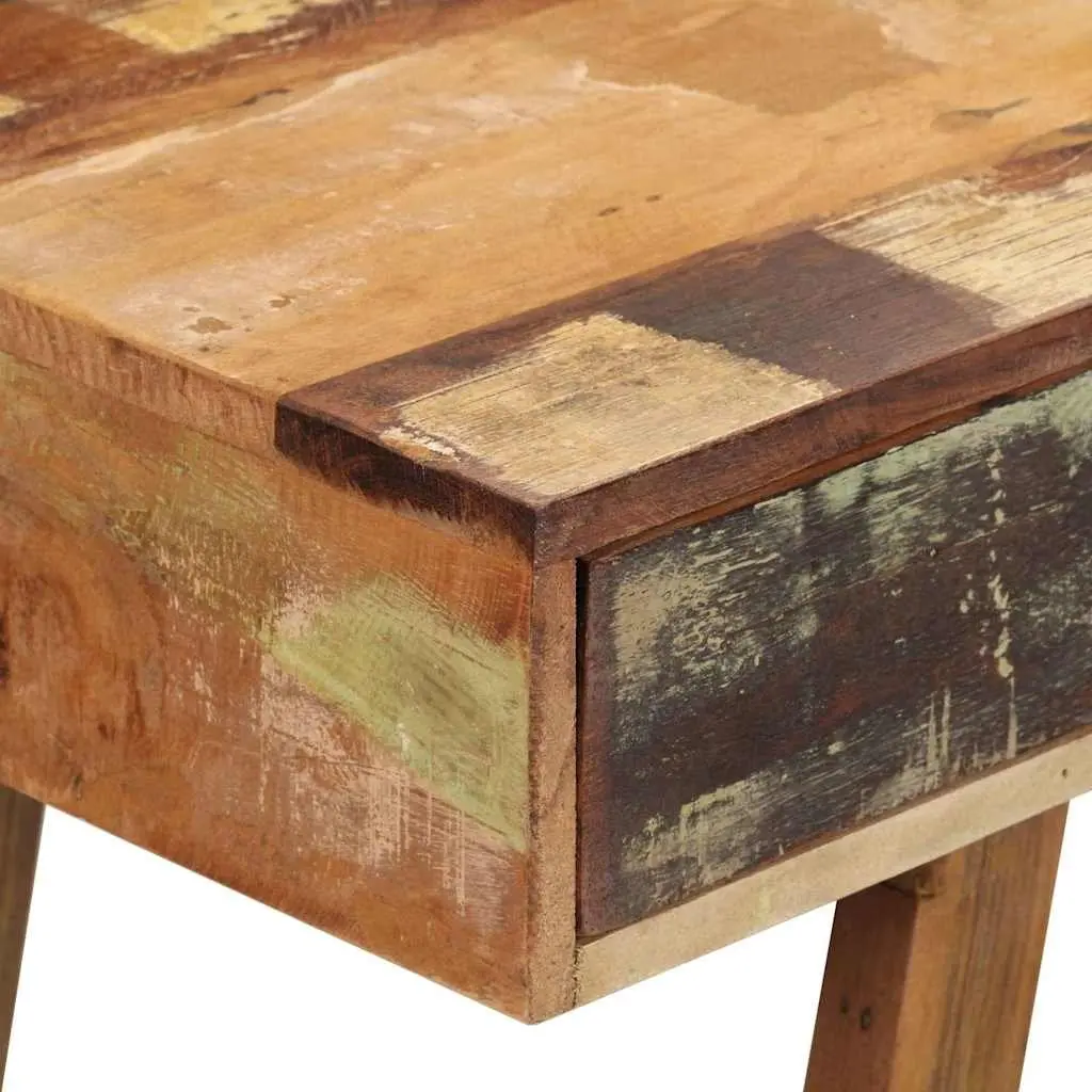 Vintage Style Desk Reclaimed Wood Solid Multicolour Office Study Computer Table with Two Drawers