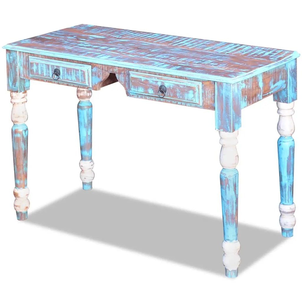 Solid Reclaimed Wood Desk with Drawers Vintage Style Home Office Furniture