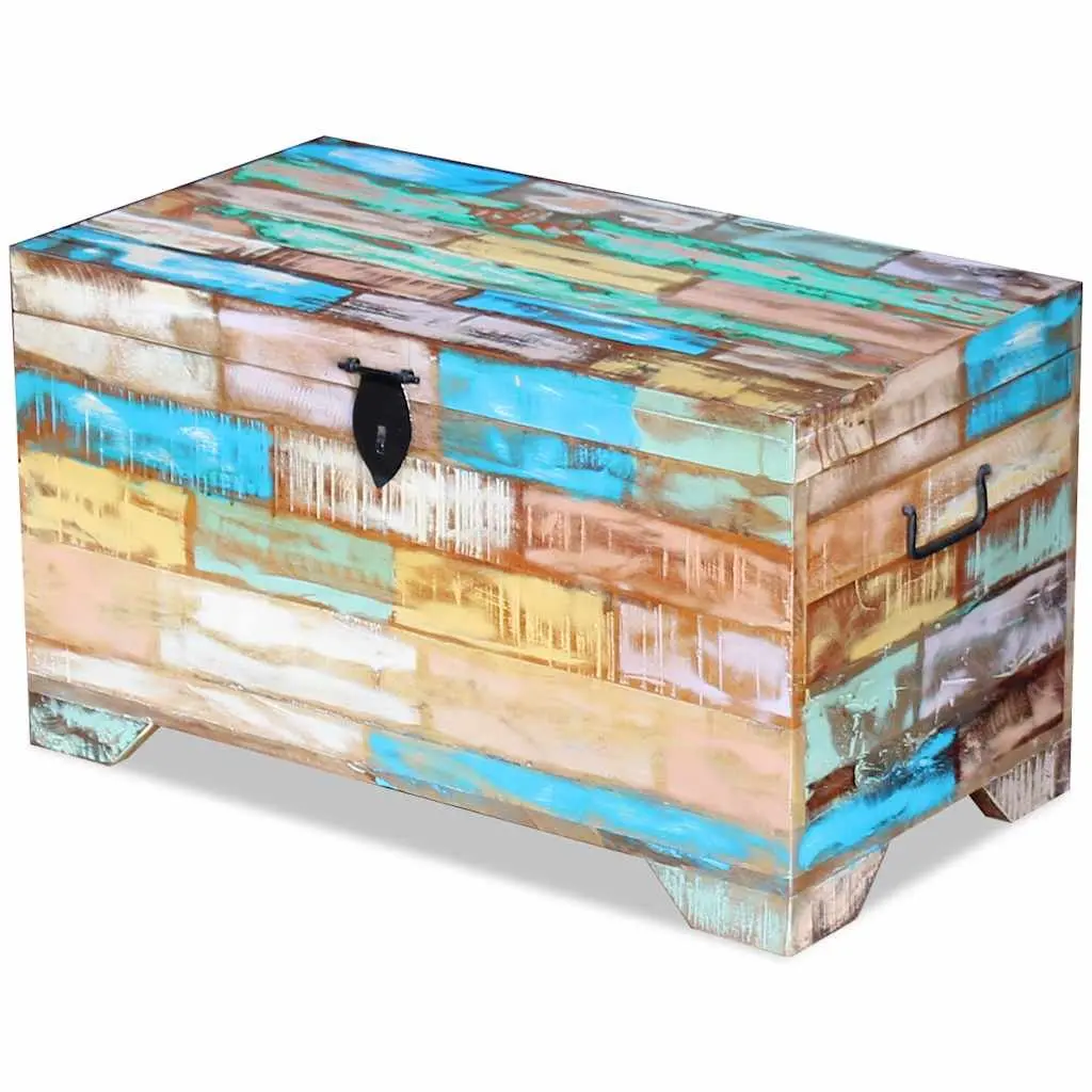 Vintage Handmade Coffee Table Storage Chest Solid Reclaimed Wood Multicolour