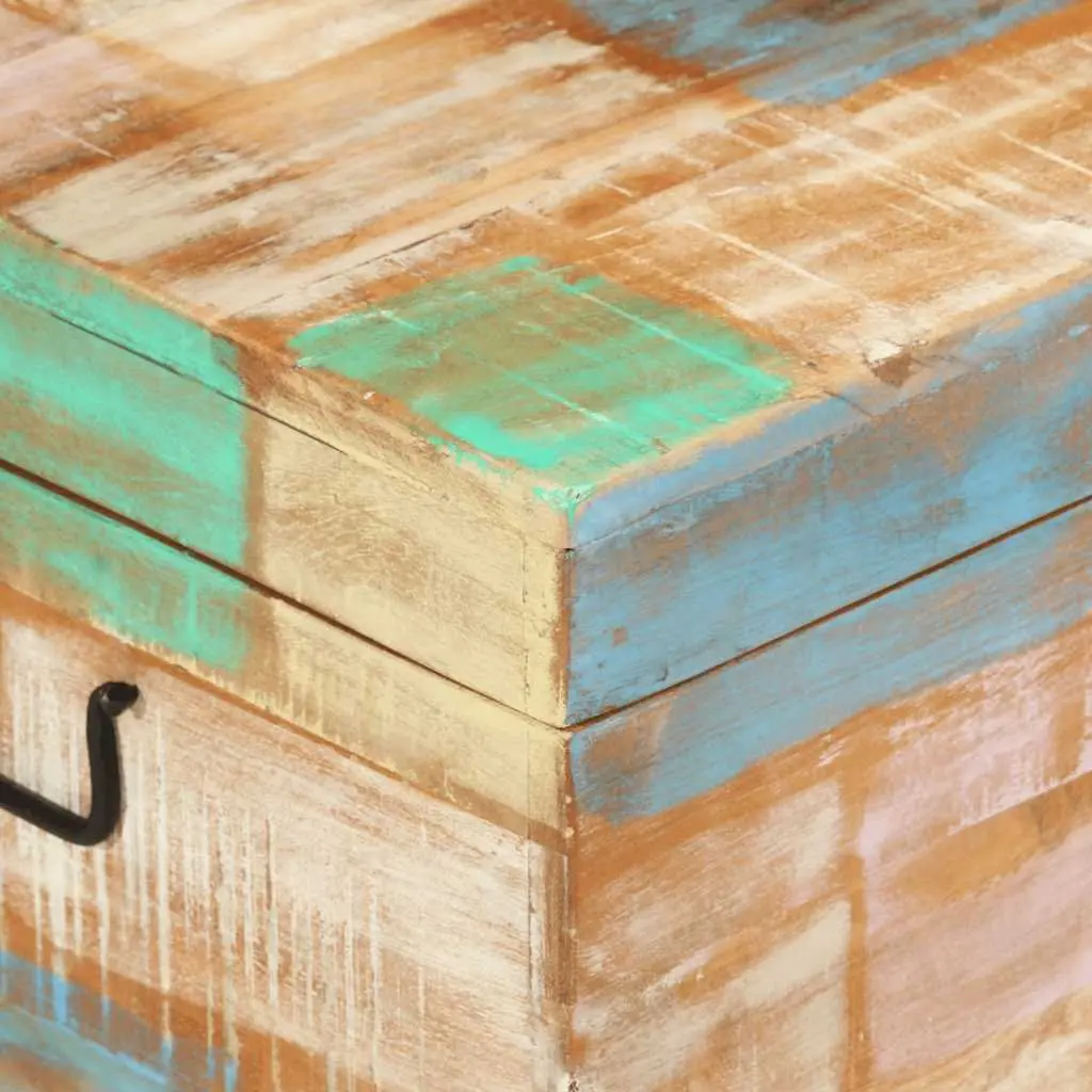 Vintage Handmade Coffee Table Storage Chest Solid Reclaimed Wood Multicolour