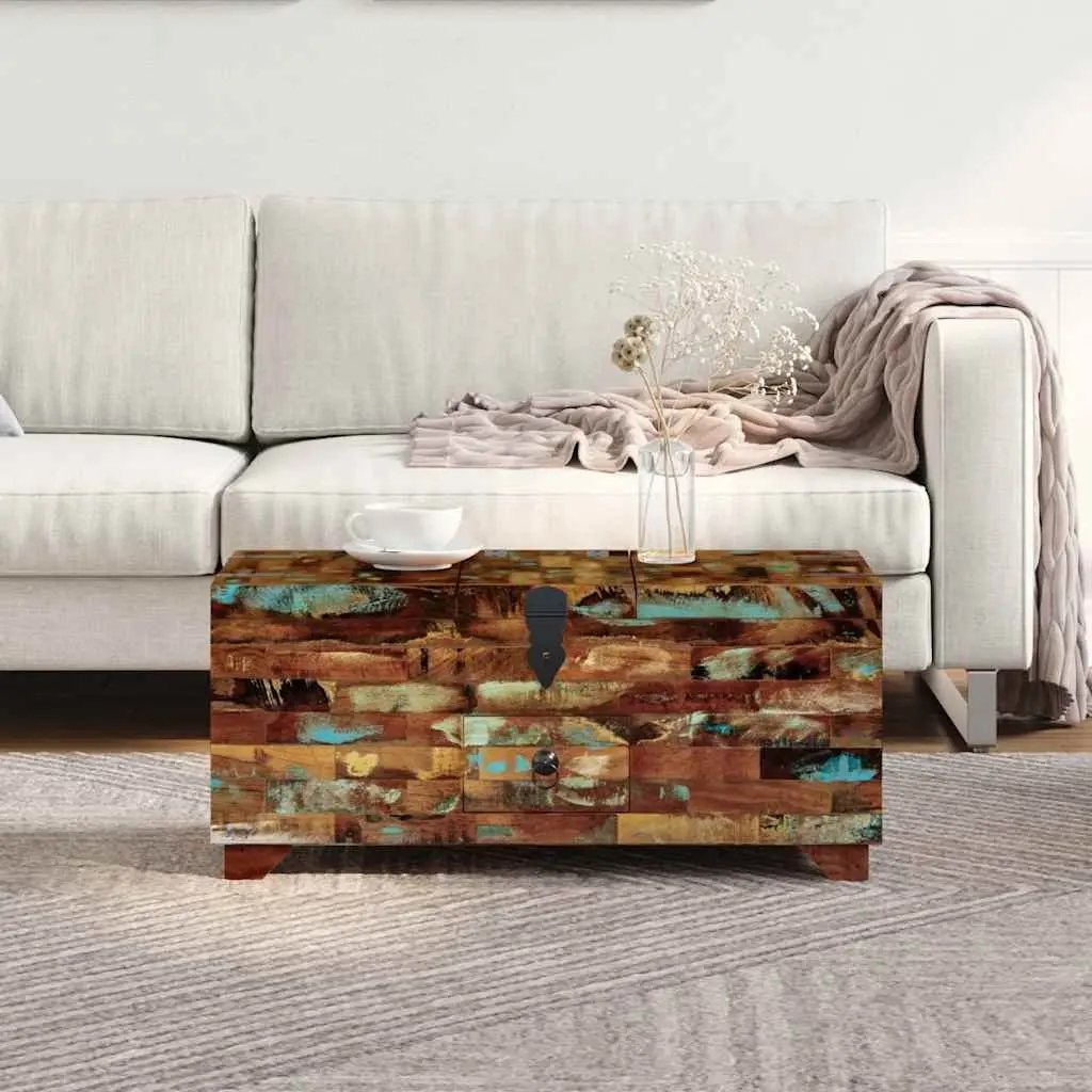 Coffee Table Chest Box Reclaimed Wood Brown 80x40x35cm