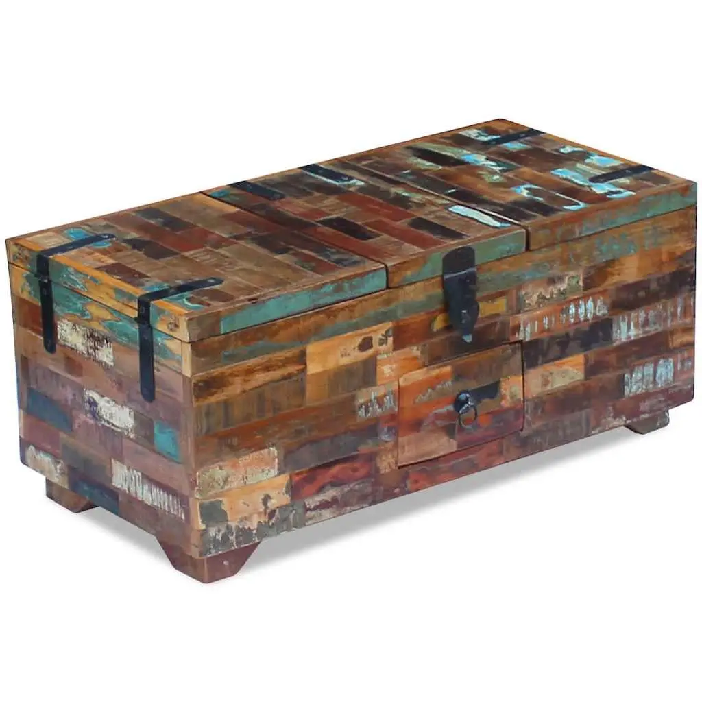 Coffee Table Chest Box Reclaimed Wood Brown 80x40x35cm