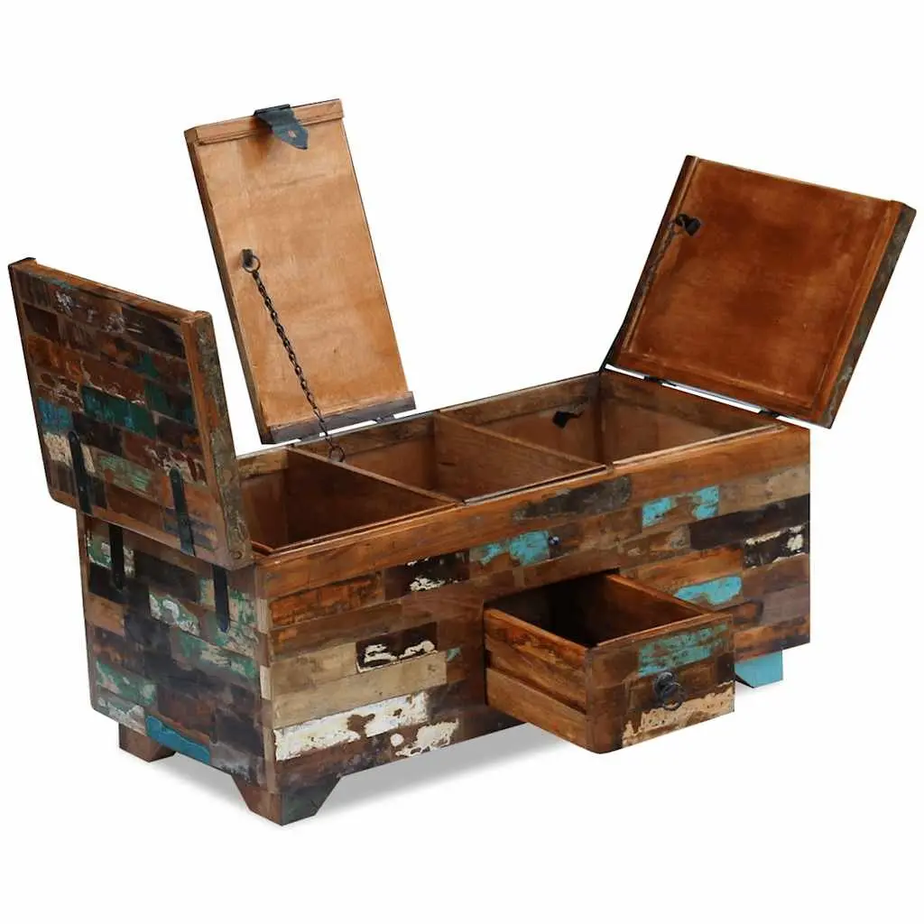 Coffee Table Chest Box Reclaimed Wood Brown 80x40x35cm