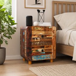 Bedside Table Solid Reclaimed Wood Night Cabinet 43x33x51 cm 2 Drawers Brown
