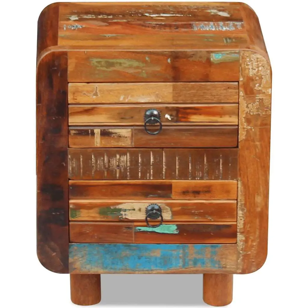 Reclaimed Wood Bedside Table 43x33x51 cm Brown Solid Two Drawer Night Cabinet
