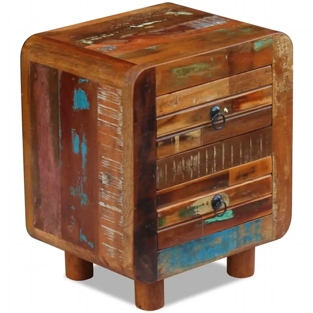 Reclaimed Wood Bedside Table 43x33x51 cm Brown Solid Two Drawer Night Cabinet
