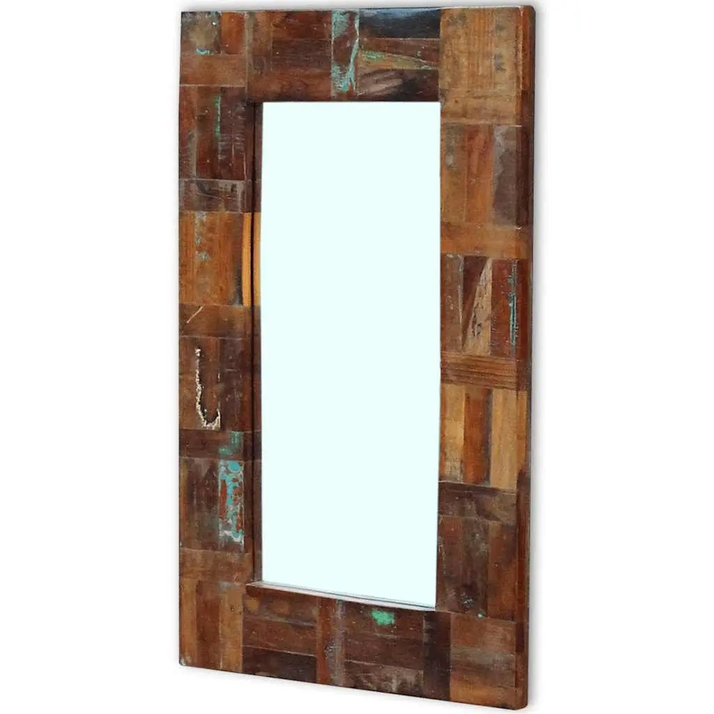 Reclaimed Wood Frame Mirror Handmade Retro Decor Bathroom Bedroom Hall Wall Art