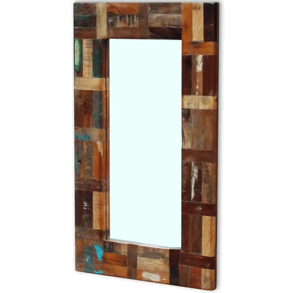 Reclaimed Wood Frame Mirror Handmade Retro Decor Bathroom Bedroom Hall Wall Art