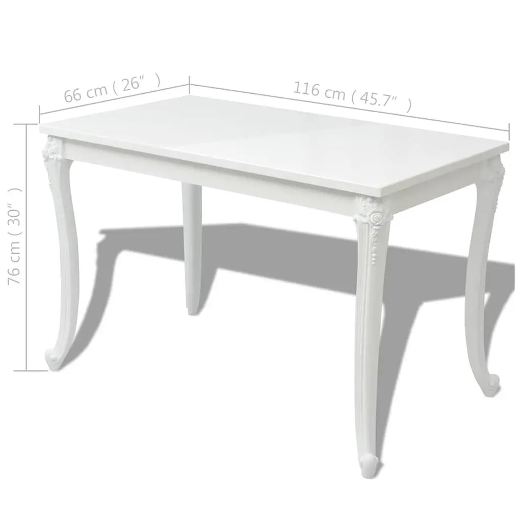 Dining Table High Gloss White 116x66x76 cm Modern Furniture