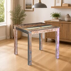 Dining Table Solid Reclaimed Wood Kitchen Room Furniture Compact Antique Style