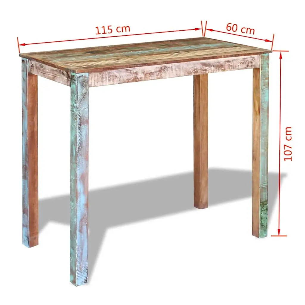 Bar Table Solid Reclaimed Wood 115 x 60 x 107 cm Multicolour Antique Style