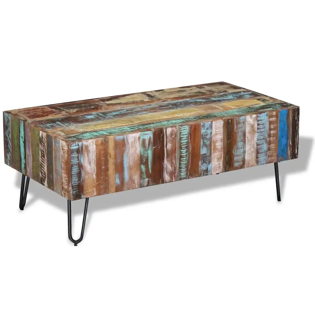 Coffee Table Solid Reclaimed Wood 100 x 50 x 38 cm Multicolour Retro Handmade