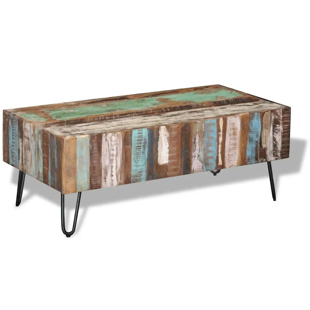 Coffee Table Solid Reclaimed Wood 100 x 50 x 38 cm Multicolour Retro Handmade