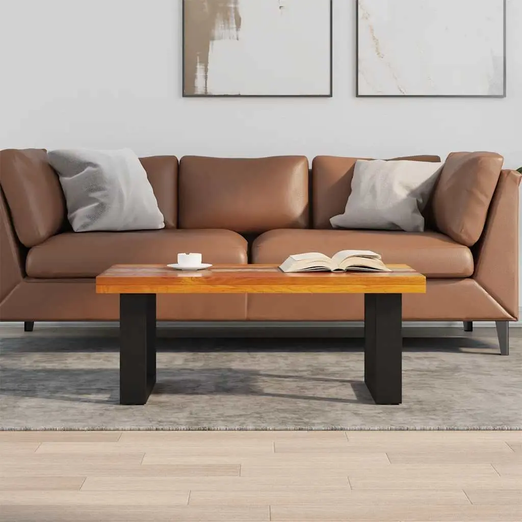 Rectangular Coffee Table Teak Mango Wood with Resin Accent 100x50cm Multicolour