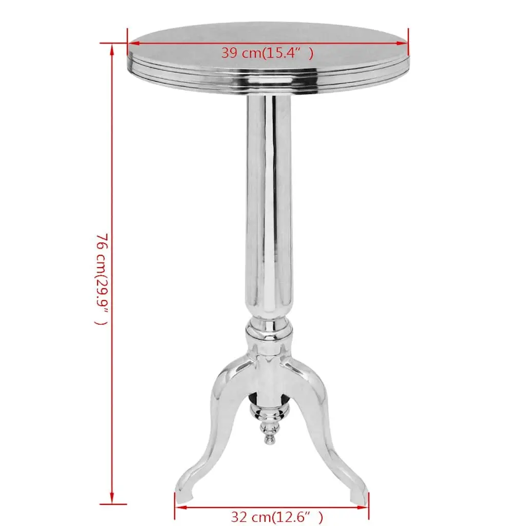 Round Aluminium Side Table Silver Accent for Living Room Bedroom Nightstand Display