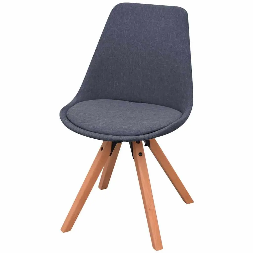 Dining Chairs Fabric Padded Seat Wooden Legs 2 pcs Grey Retro