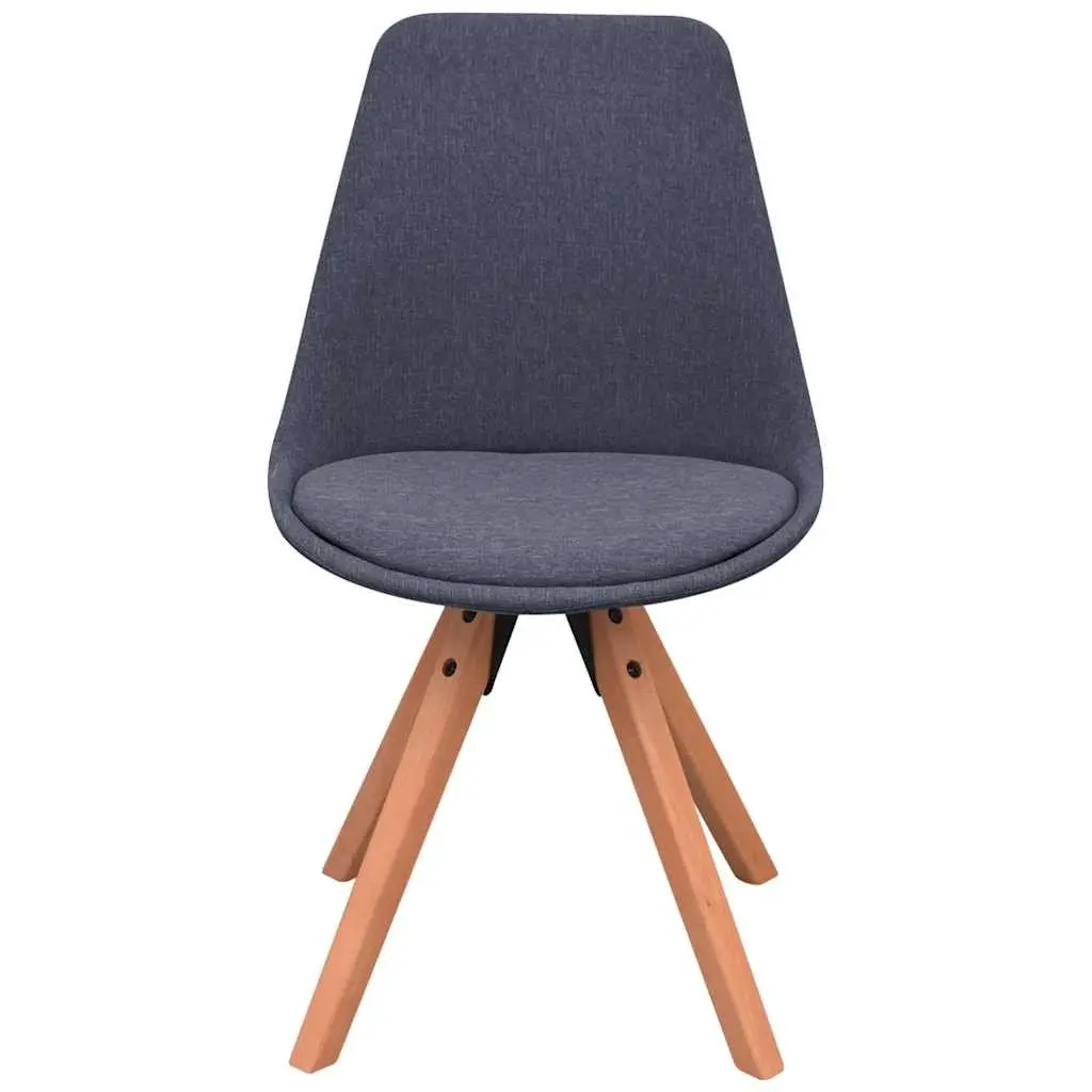 Dining Chairs Fabric Padded Seat Wooden Legs 2 pcs Grey Retro