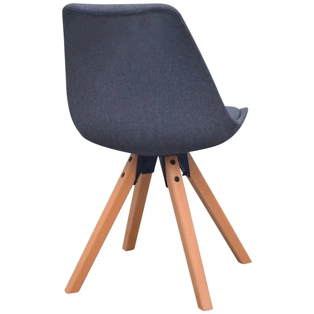Dining Chairs Fabric Padded Seat Wooden Legs 2 pcs Grey Retro