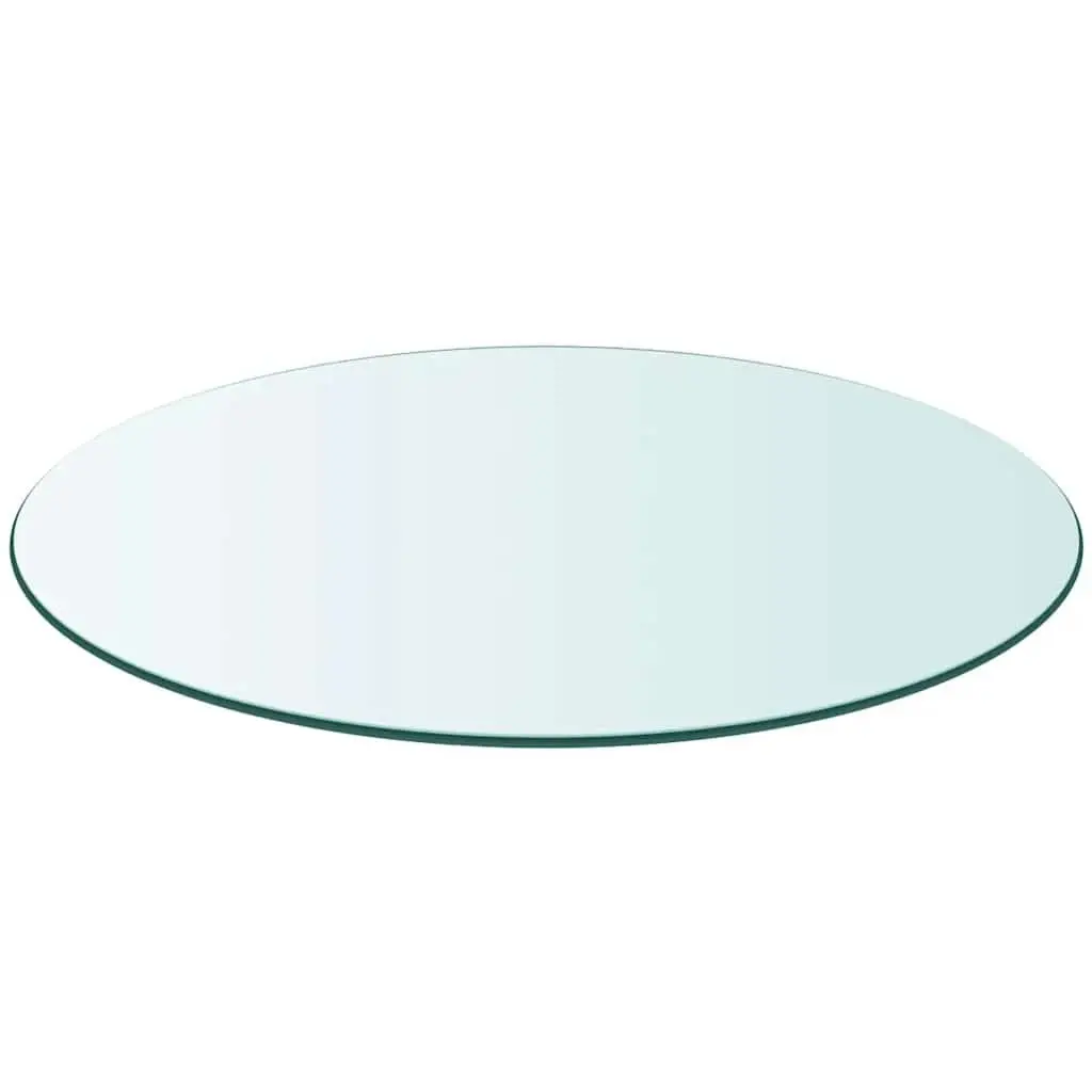 Round Clear Tempered Glass Table Top 600mm Diameter Durable Surface for Indoor Outdoor Use