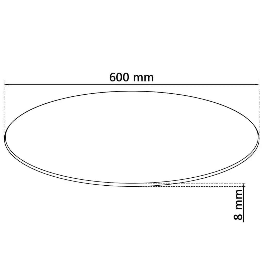 Round Clear Tempered Glass Table Top 600mm Diameter Durable Surface for Indoor Outdoor Use