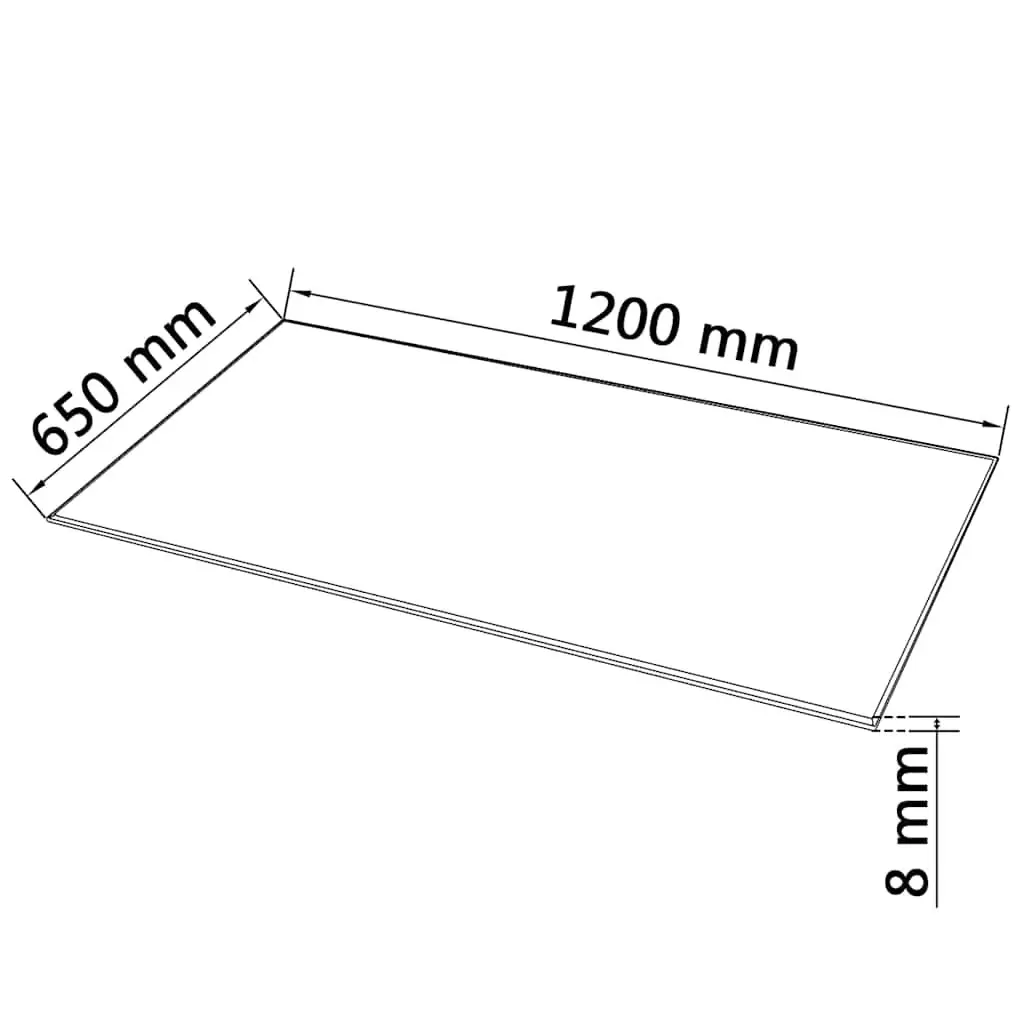Rectangular Clear Tempered Glass Table Top 1200x650mm for Dining Coffee Garden Use