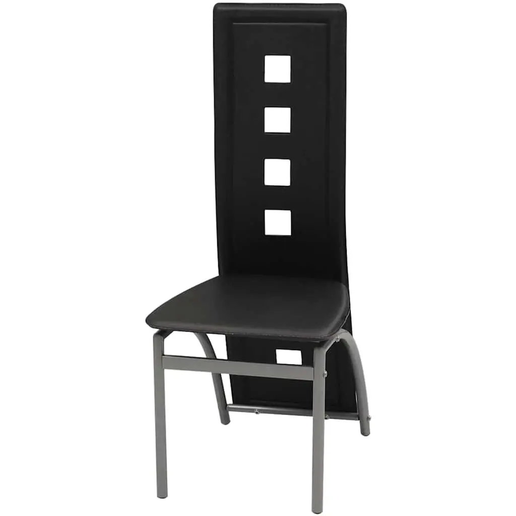 Dining Chairs Faux Leather High Backrest Black Set of 2