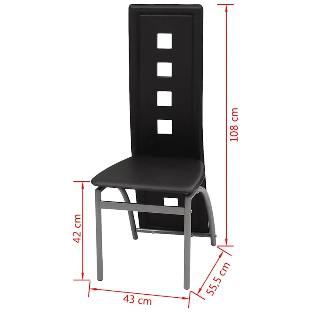 Dining Chairs Faux Leather High Backrest Black Set of 2
