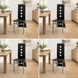 Dining Chairs Set 4 pcs Black Faux Leather Kitchen Seating Contemporary Design