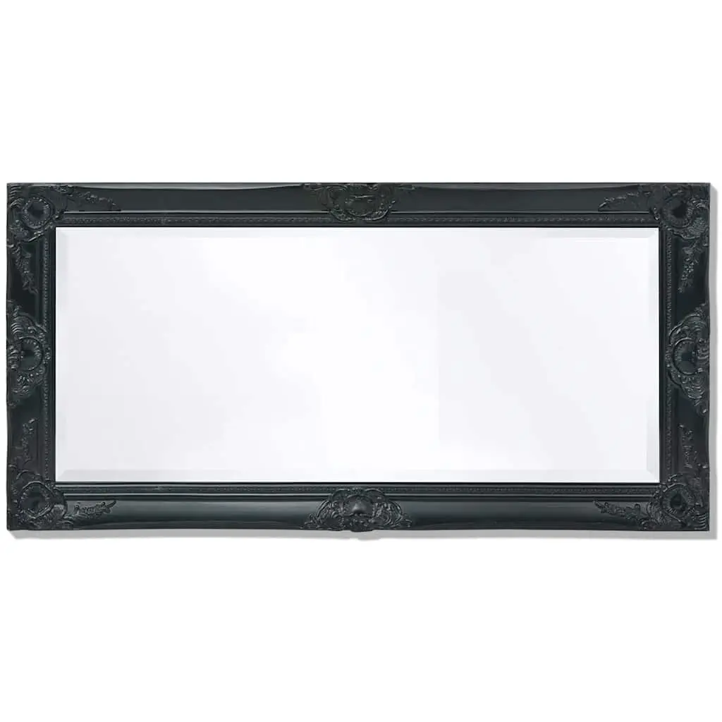 Baroque Style Wall Mirror in Black Frame 100x50cm